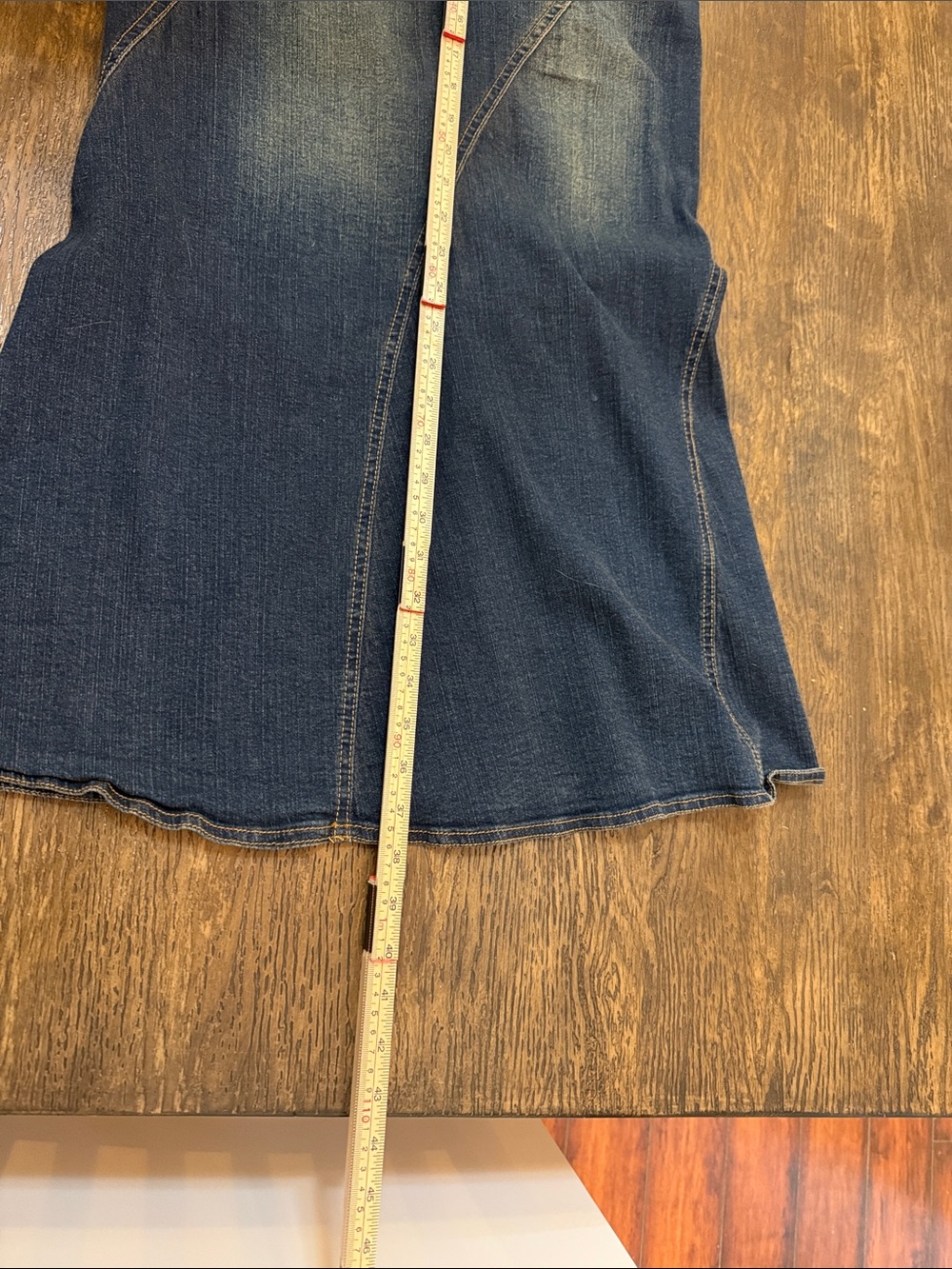 Women’s Dark Blue Denim Flared Maxi Skirt strechy material - Picture 5 of 6
